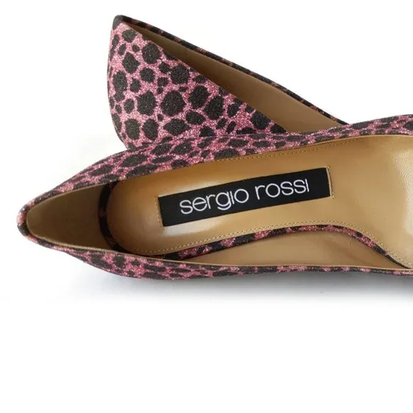 SERGIO ROSSI Heels SR1 Pink Leopard Kitten Heels Womens Size 6 - Picture 6 of 10